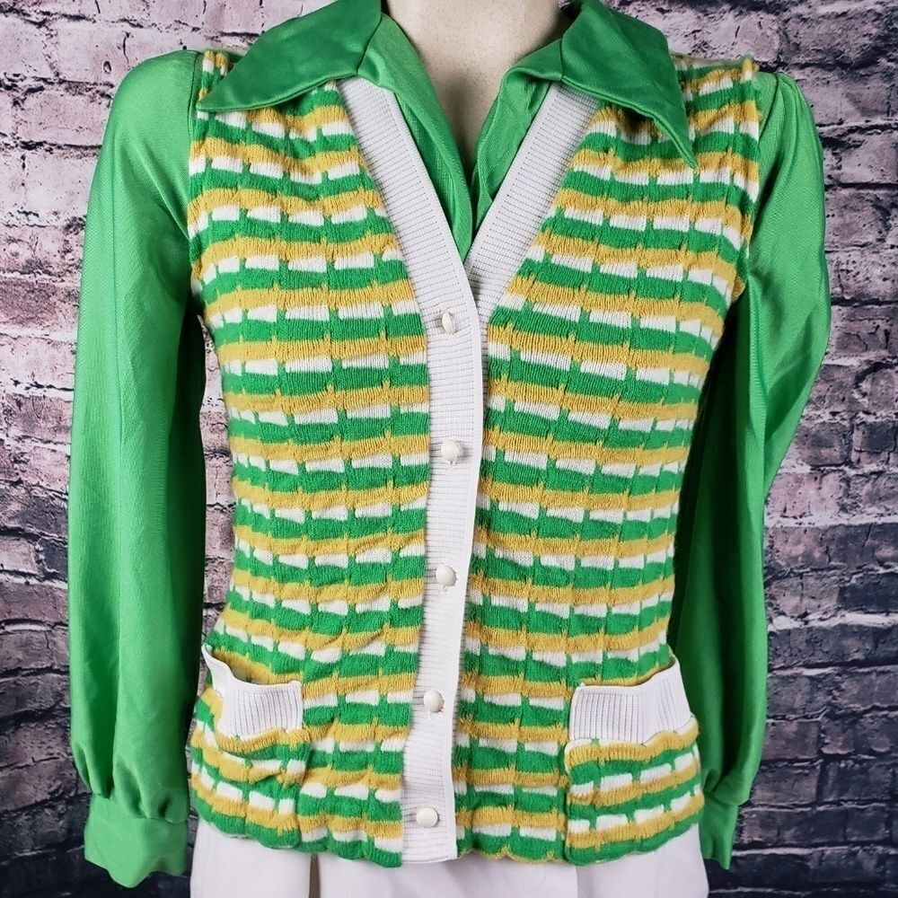 Vintage Long Sleeve Tennis Dress with Sweater Vest - Picture 2 of 8